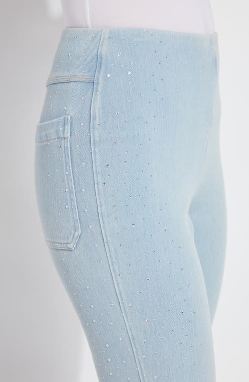 Lyssé Pull-on Crystal Embellished Baby Bootcut Ankle Jeans In Blue