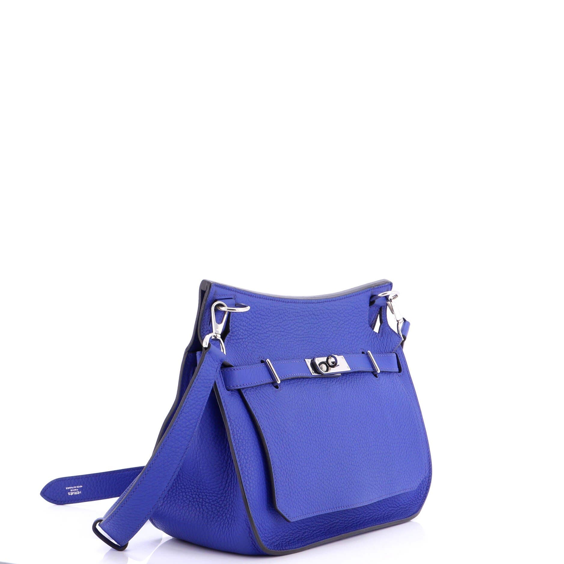 Pre-Owned Hermes Jypsiere Bag Clemence 28, Alternate, color, Bleu Electrique