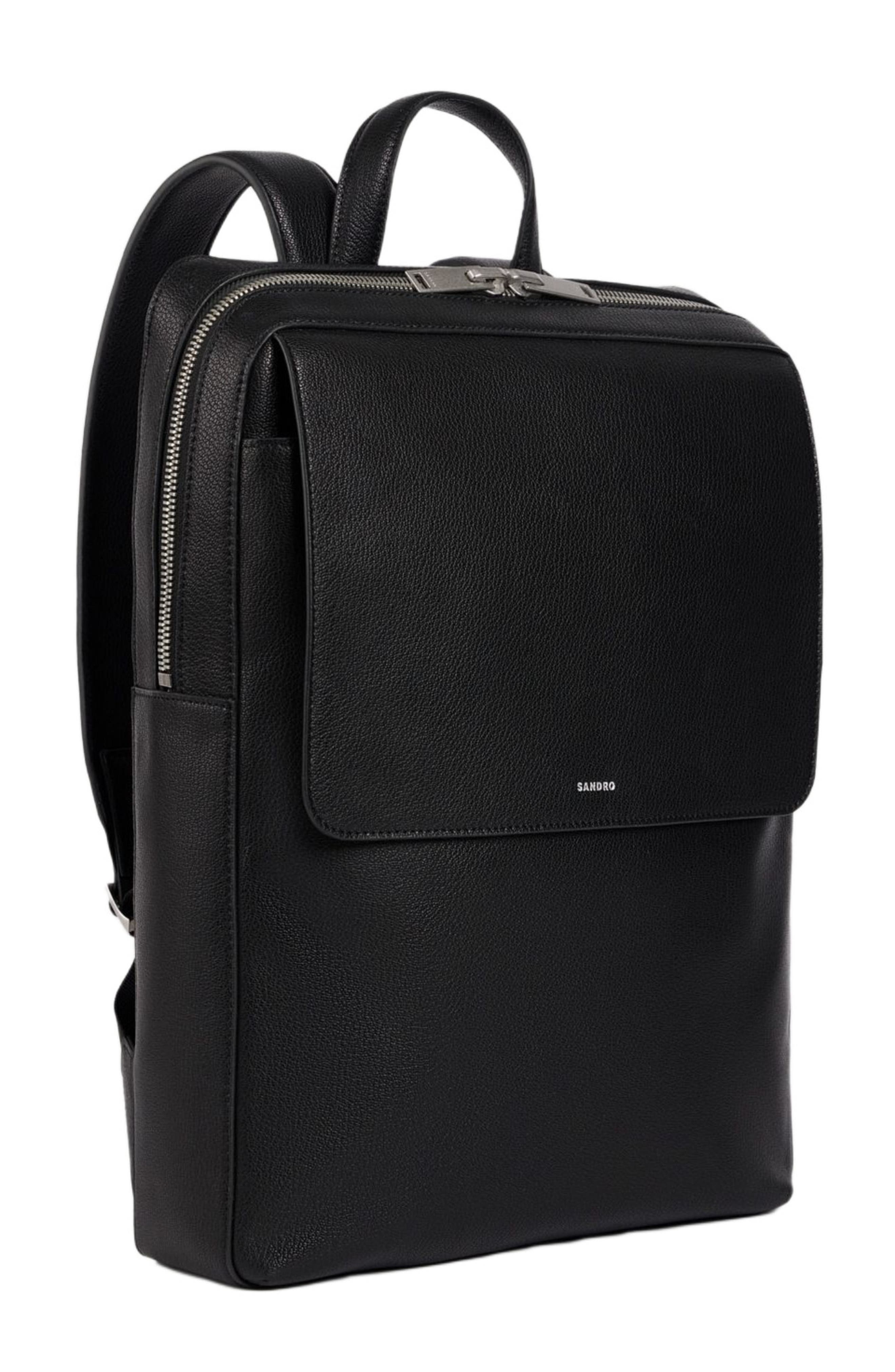 Reconstituted leather rucksack, Alternate, color, Black
