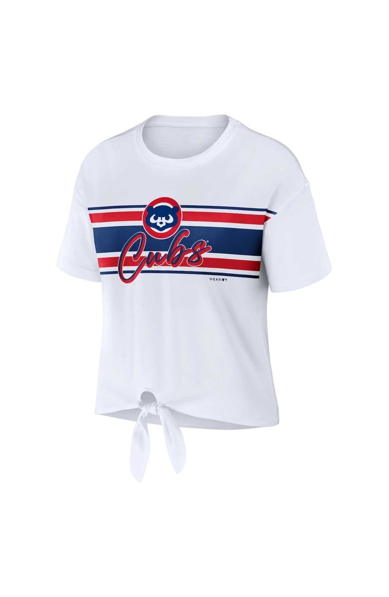 WEAR by Erin Andrews Women's WEAR by Erin Andrews White Chicago Cubs Front Tie T-Shirt, Alternate, color, 