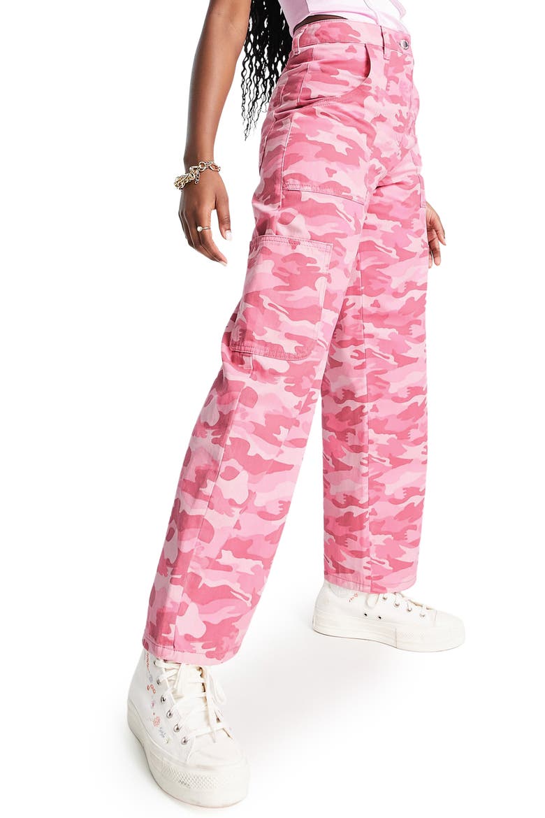 Camo Wide Leg Pants, Main, color, PINK