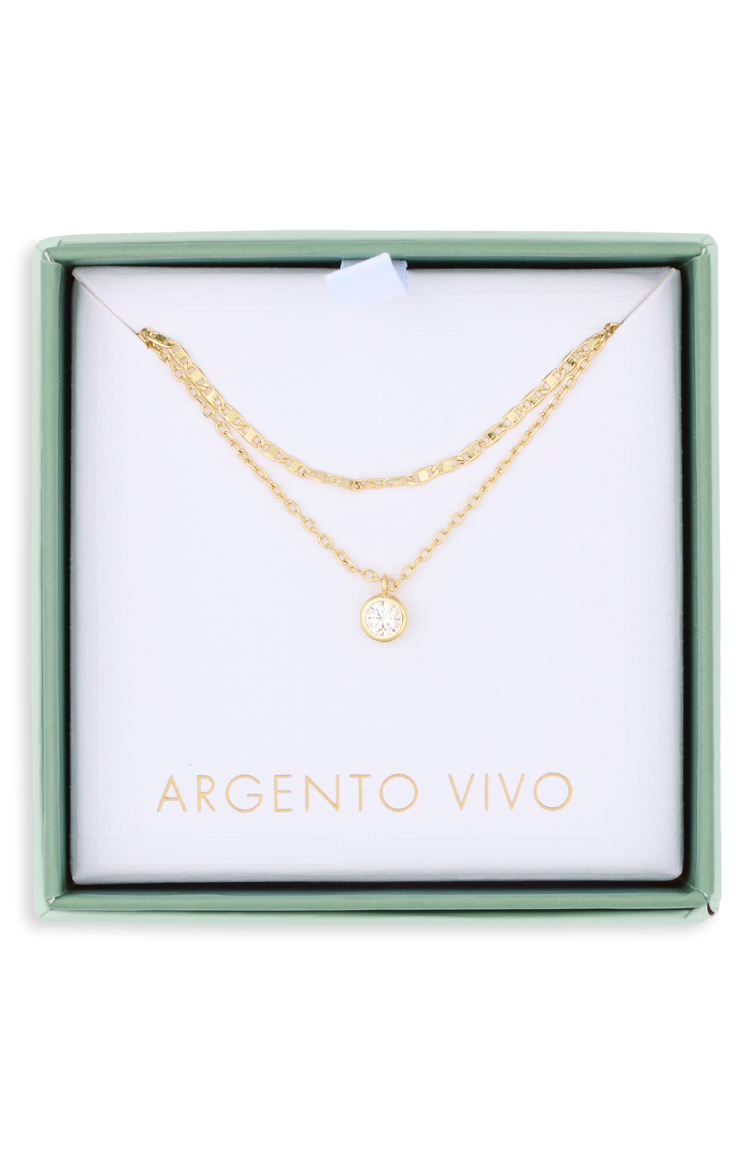Bezel Cubic Zirconia Pre Layered Necklace