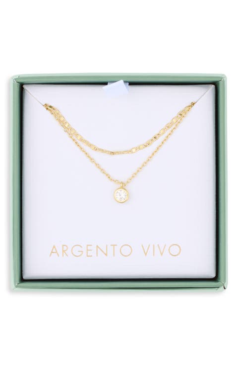 Bezel Cubic Zirconia Pre Layered Necklace