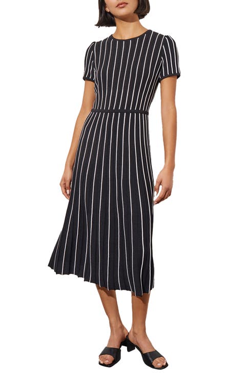 Modern Fit Stripe A-Line Knit Dress