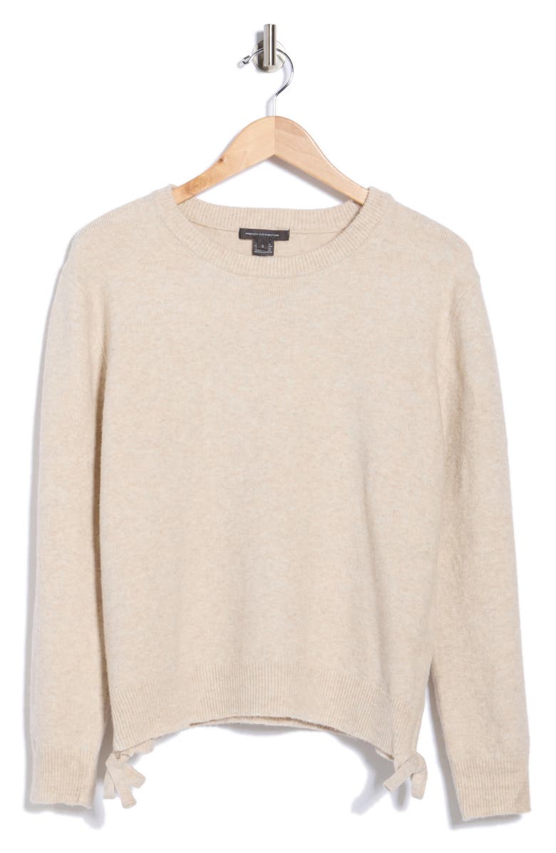 French Connection Side Drawstring Tie Sweater, Alternate, color, Light Oatmeal Mel