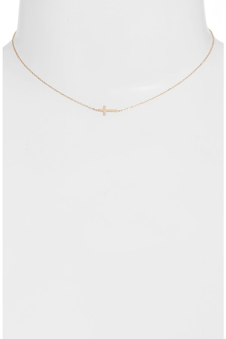 Love Letter Cross Pendant Necklace, Alternate, color, YELLOW GOLD
