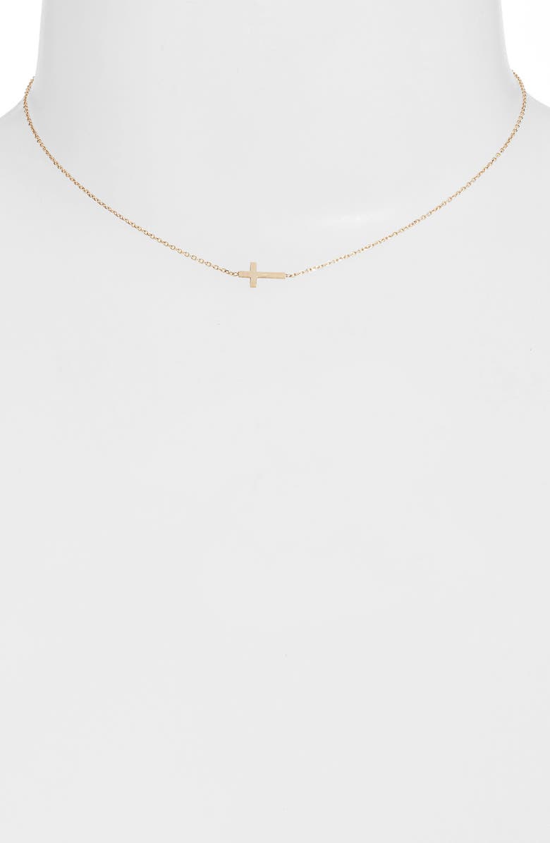 Anzie Love Letter Cross Pendant Necklace, Alternate, color, Yellow Gold