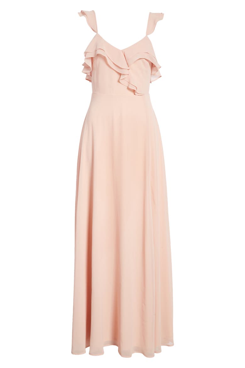 Adorning Glances Ruffle Gown, Alternate, color, BLUSH
