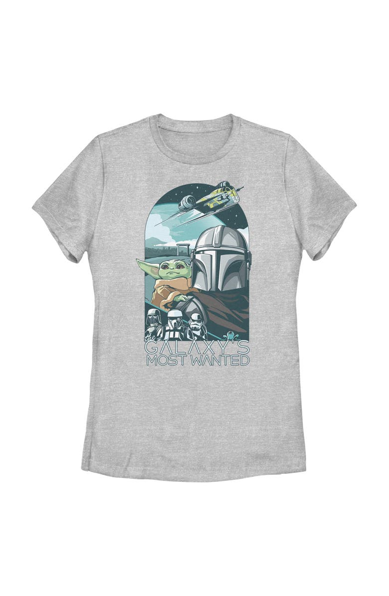 Star Wars: The Mandalorian and Grogu Women's Star Wars The Mandalorian and Grogu Galaxy's Most Wanted Comic Art  Graphic T-Shirt, Main, color, Athletic Heather