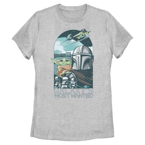 Women's Star Wars The Mandalorian and Grogu Galaxy's Most Wanted Comic Art  Graphic T-Shirt