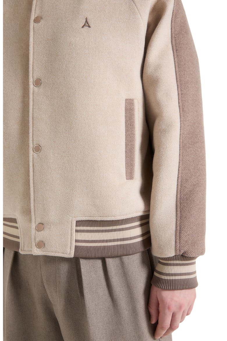 Andre Contrast Wool Blend Varsity Jacket, Alternate, color, Beige
