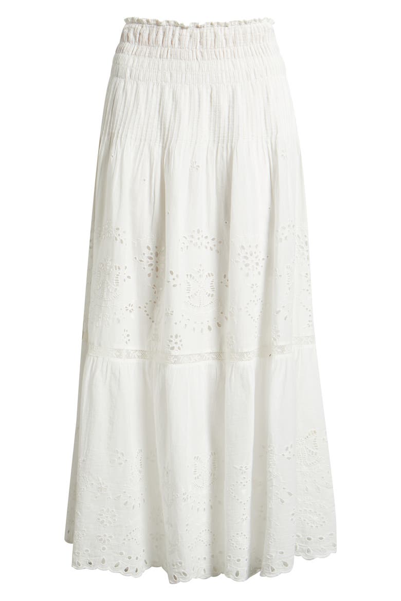 Mallow Eyelet Tiered Maxi Skirt, Alternate, color, WHITE