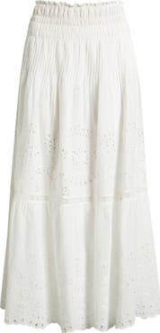 LoveShackFancy Mallow Eyelet Tiered Maxi Skirt