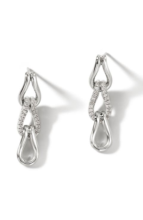 Surf Pavé Diamond Link Drop Earrings