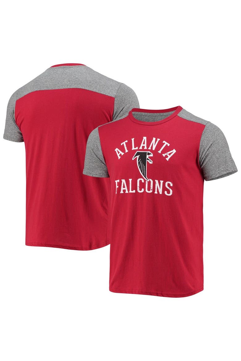 Men's Majestic Threads Red/Heathered Gray Atlanta Falcons Gridiron Classics Field Goal Slub T-Shirt, Main, color, Red