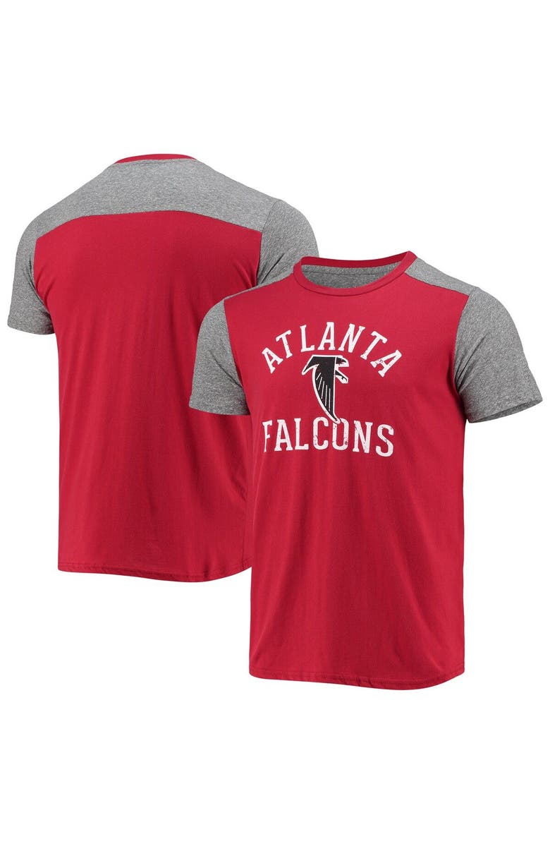Majestic Threads Men's Majestic Threads Red/Heathered Gray Atlanta Falcons Gridiron Classics Field Goal Slub T-Shirt, Main, color,