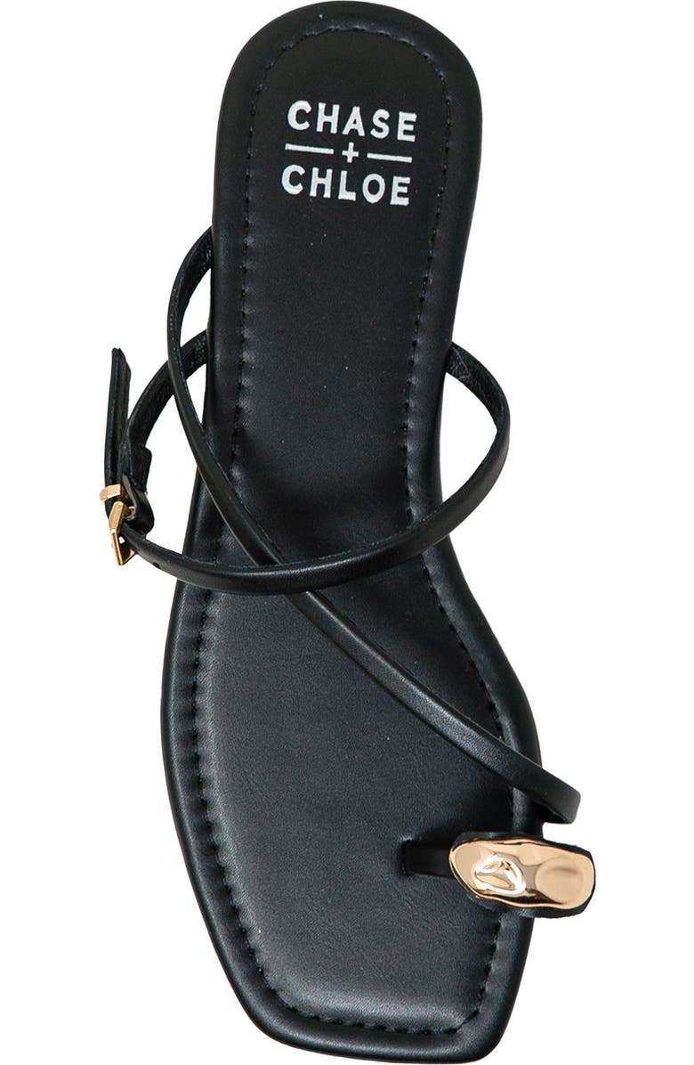 CHASE AND CHLOE Toe Loop Sandal, Alternate, color, Black