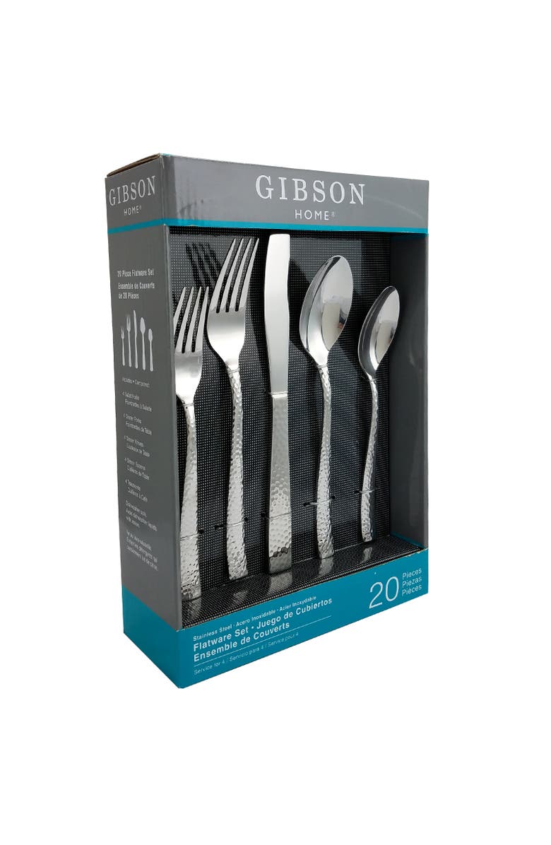 Gibson Royal Brighton 20 Piece Flatware Set, Main, color, Metallic Silver