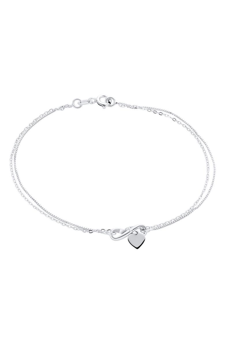 BLING JEWELRY Romantic Figure Eight Love Anklet, Alternate, color, Silver