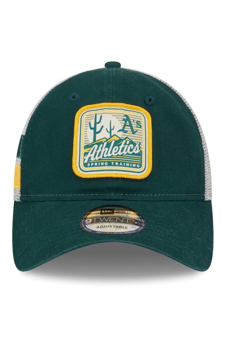 New Era Men's New Era Green/White Oakland Athletics Spring Training Striped 9TWENTY Trucker Adjustable Hat, Alternate, color, 