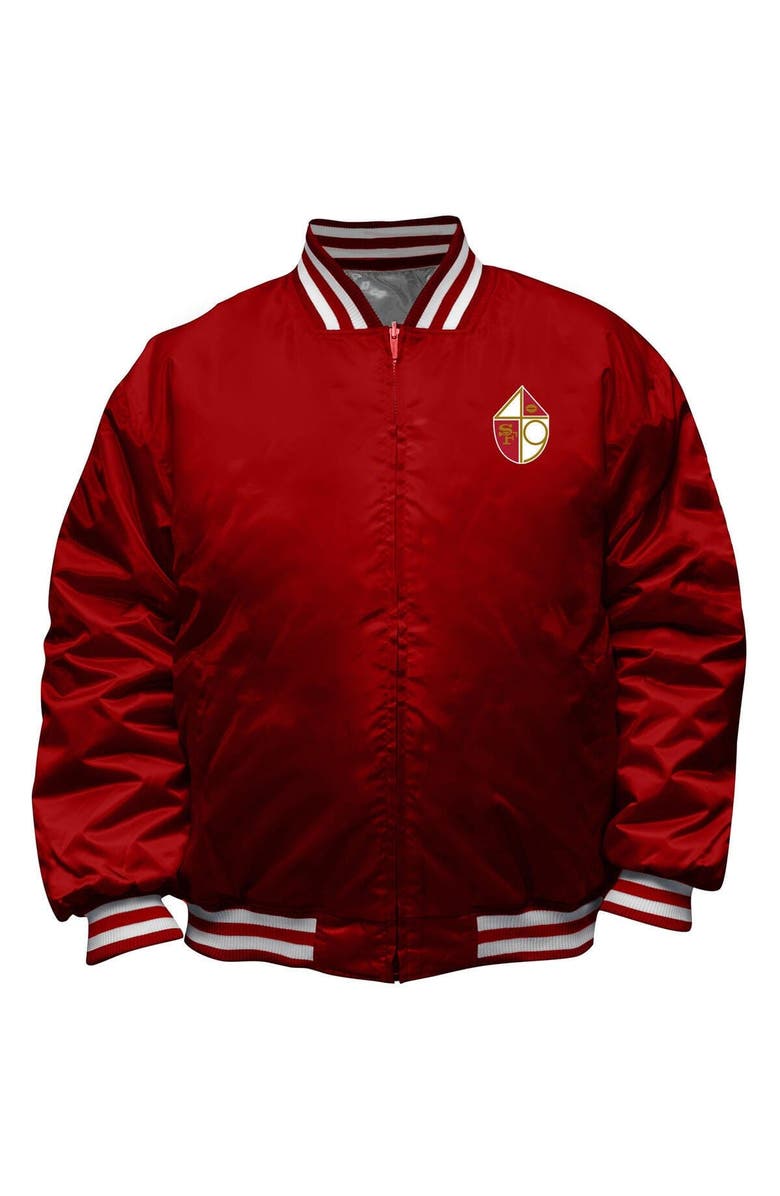 Mitchell & Ness Men's Mitchell & Ness Scarlet/Silver San Francisco 49ers Big & Tall Throwback Reversible Full-Zip Jacket, Alternate, color,