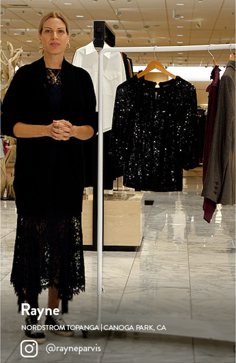 Sequin Keyhole Neck Blouse, sales video thumbnail