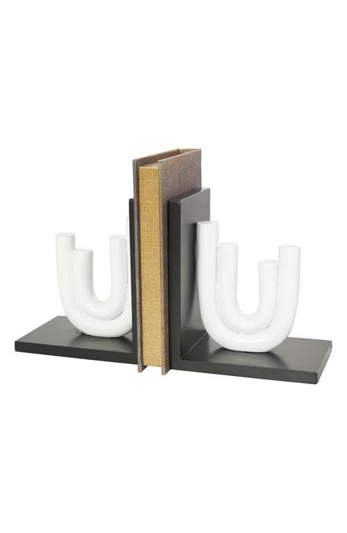 Uma Contemporary Set Of 2 Bookends In White