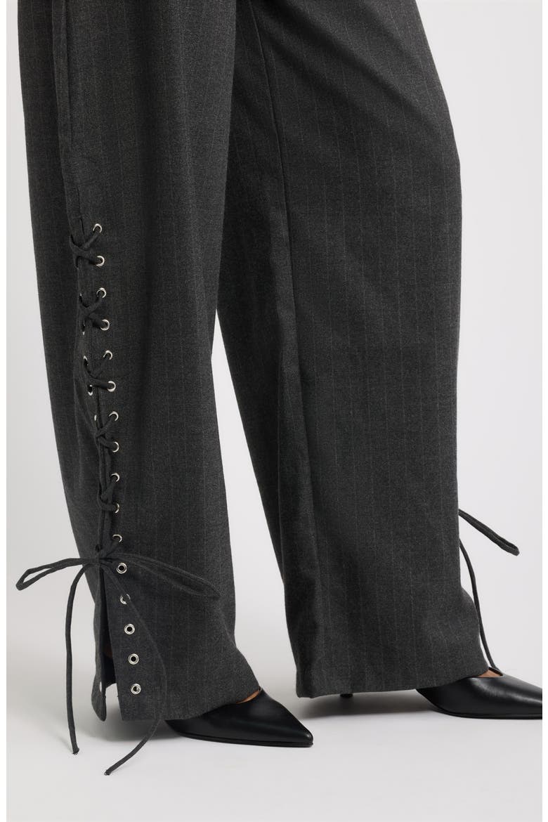 Delirio Lace-up Wide Leg Pants, Alternate, color, GRIS