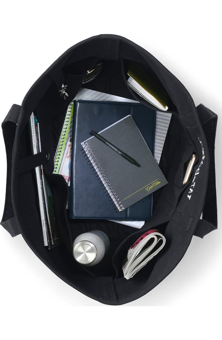 Lands' End Open Top Long Handle Canvas Tote Bag, Alternate, color, Black/Black