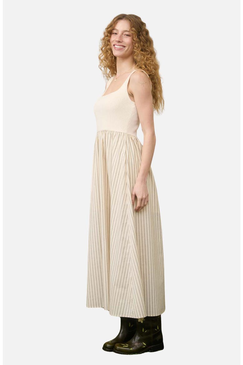 Back Tie Mixed Media Midi Dress, Alternate, color, NATURAL
