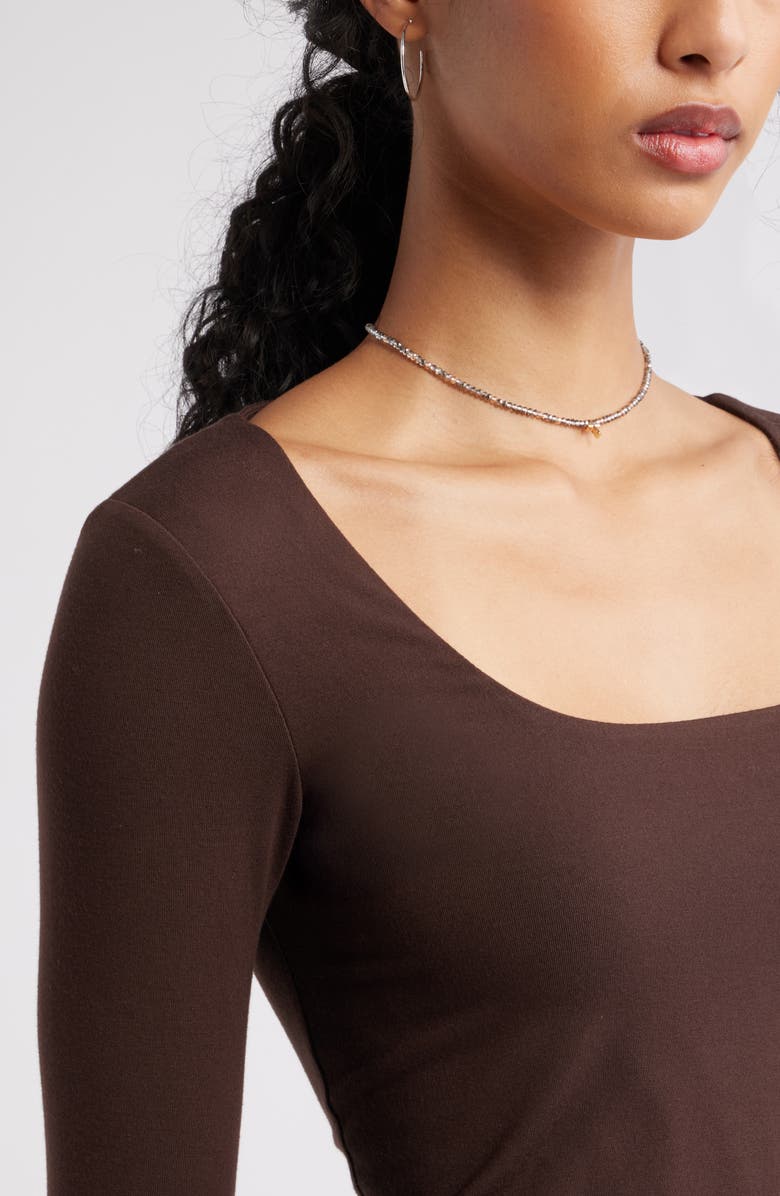 BP. Long Sleeve Square Neck T-Shirt, Alternate, color, Brown Coffee