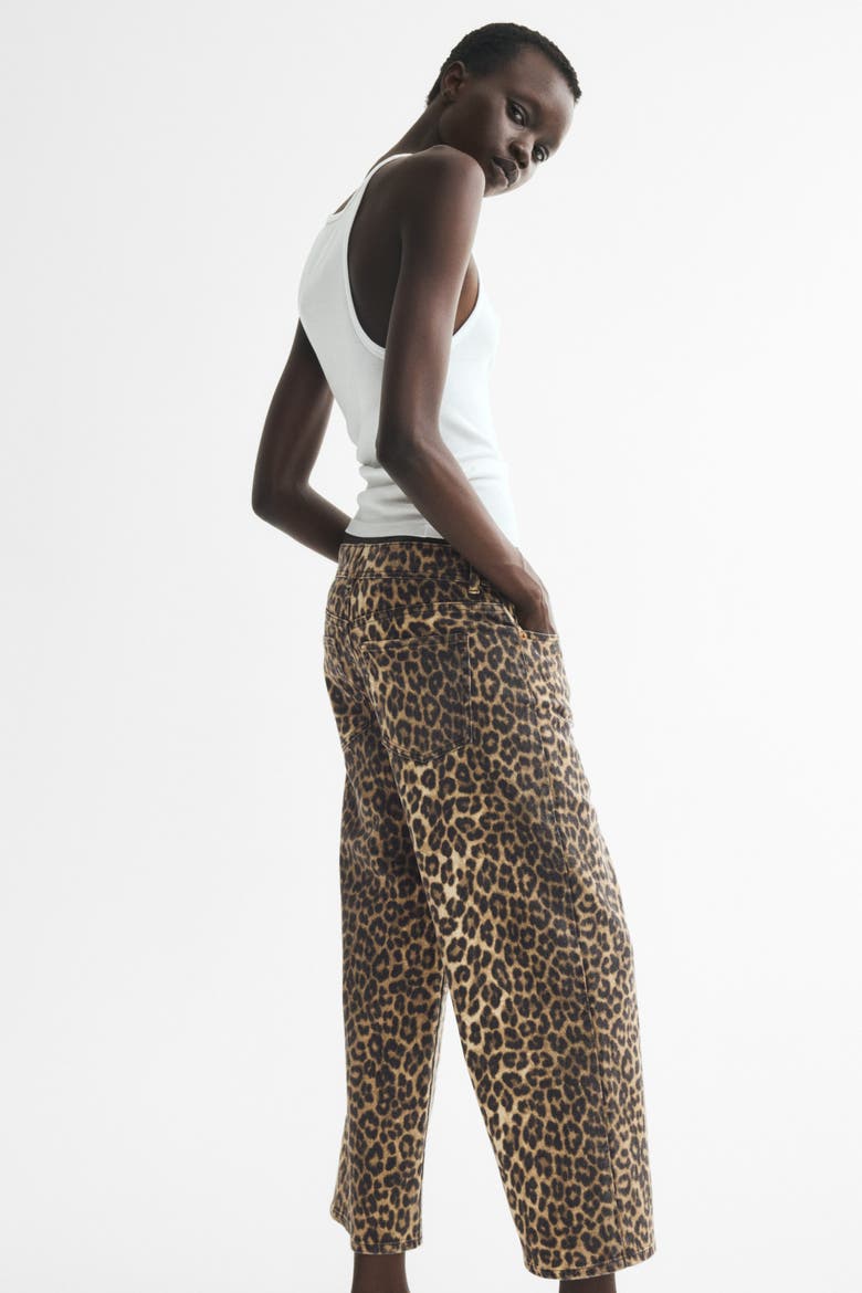 Wide High Waist Ankle Jeans, Alternate, color, Beige/leopard print