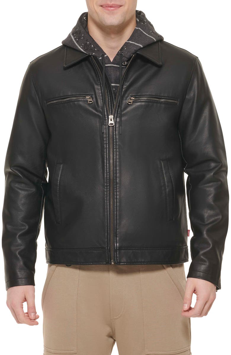 Levi's <sup>®</sup> Faux Leather Zip-Up Jacket, Main, color,
