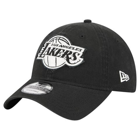 Men's New Era  Black Los Angeles Lakers Stamp Fabric Applique 9TWENTY Adjustable Hat