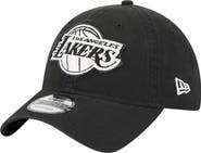 New Era Men's New Era  Black Los Angeles Lakers Stamp Fabric Applique 9TWENTY Adjustable Hat