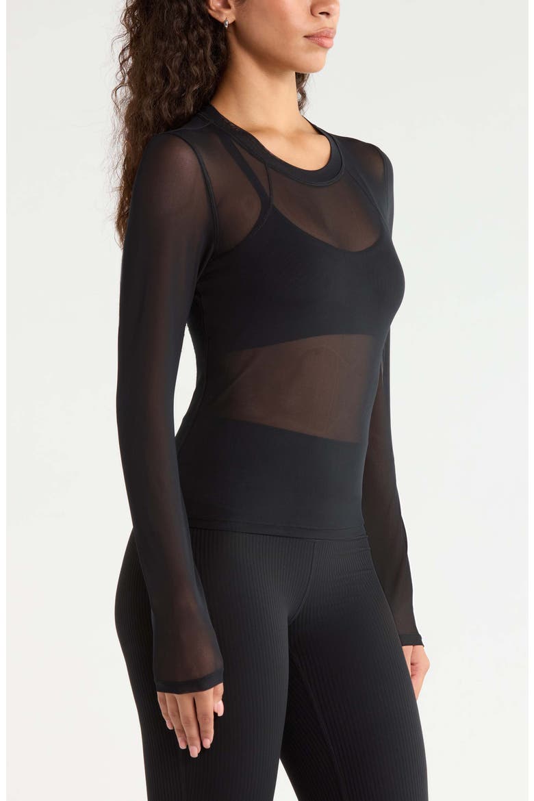 Mesh Mix Long-Sleeve Tee, Alternate, color, BLACK