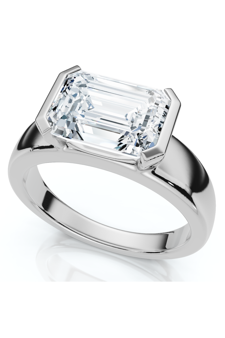 Certified 3Ct East West Emerald Diamond Engagement Ring 14k Gold or Pt Lab Grown, Alternate, color, 14k White Gold