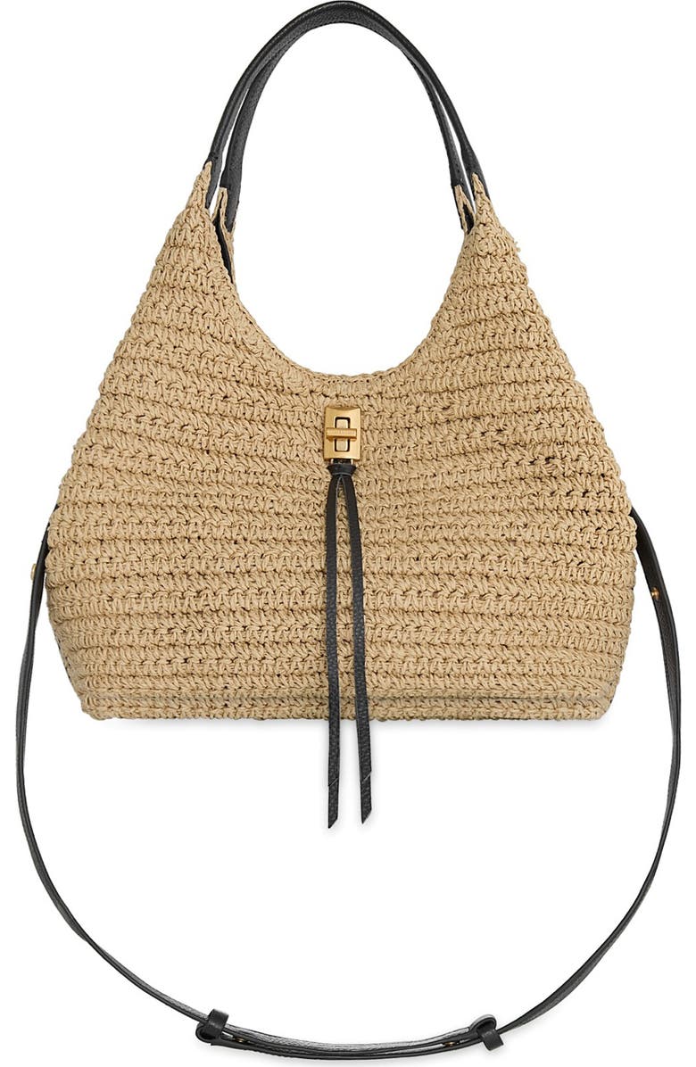 Rebecca Minkoff Darren Straw Carrysome Bag, Main, color, Natural/ Black