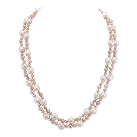3-8mm Freshwater Multicolor Double Pearl Necklace - AAA Quality