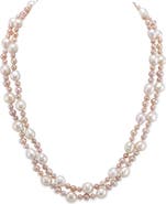 The Pearl Source 3-8mm Freshwater Multicolor Double Pearl Necklace - AAA Quality