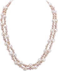 The Pearl Source 3-8mm Freshwater Multicolor Double Pearl Necklace - AAA Quality