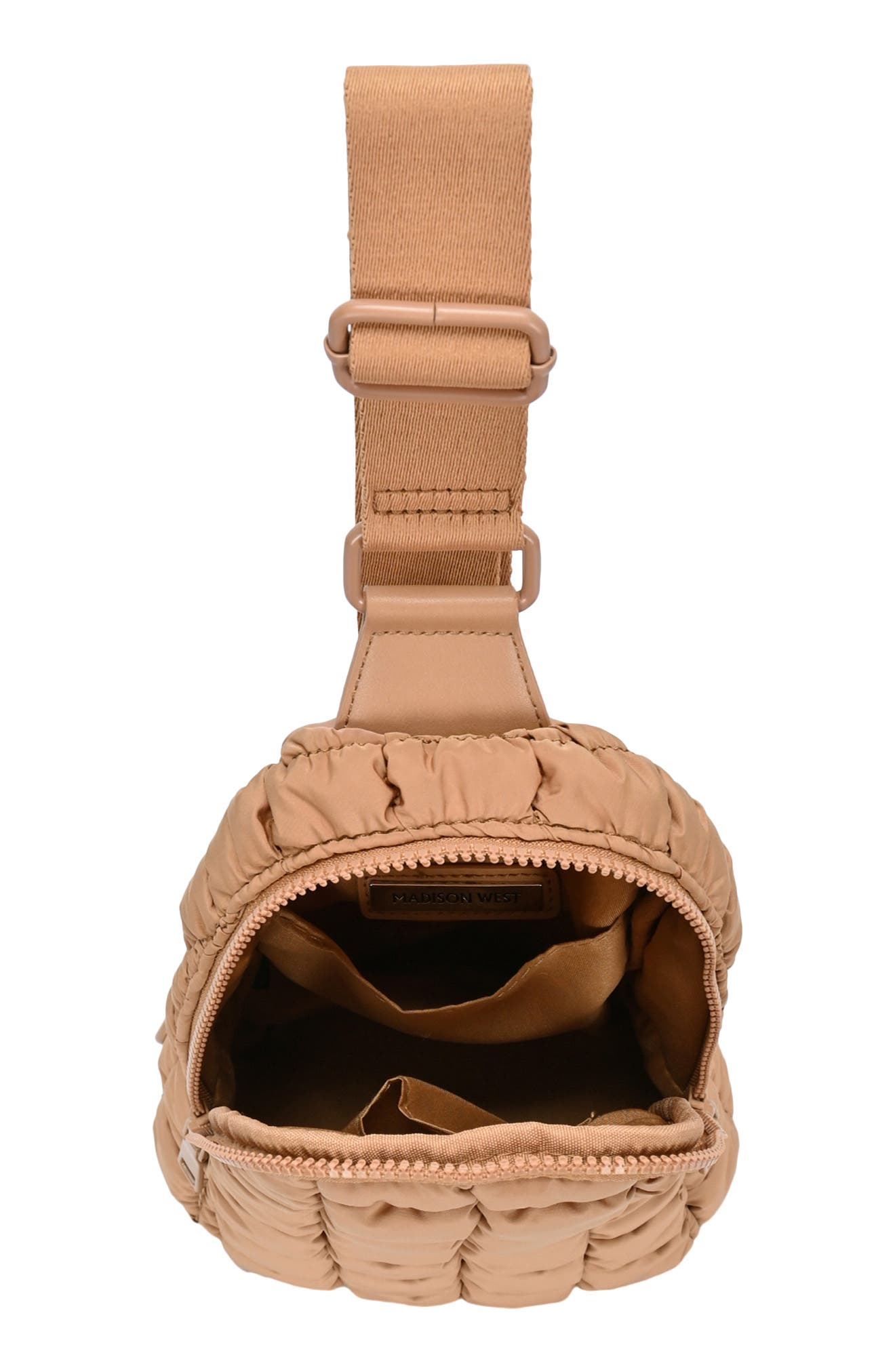 Madison West Puffly Quilted Slingbag, Alternate, color, Camel