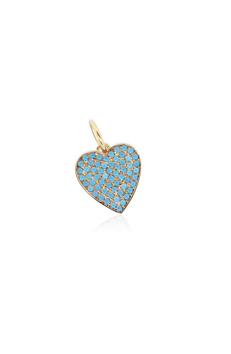The Lovery Fine Jewelry Turquoise Pave Heart Charm, Main, color, Turquoise
