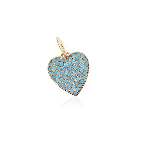 Turquoise Pave Heart Charm