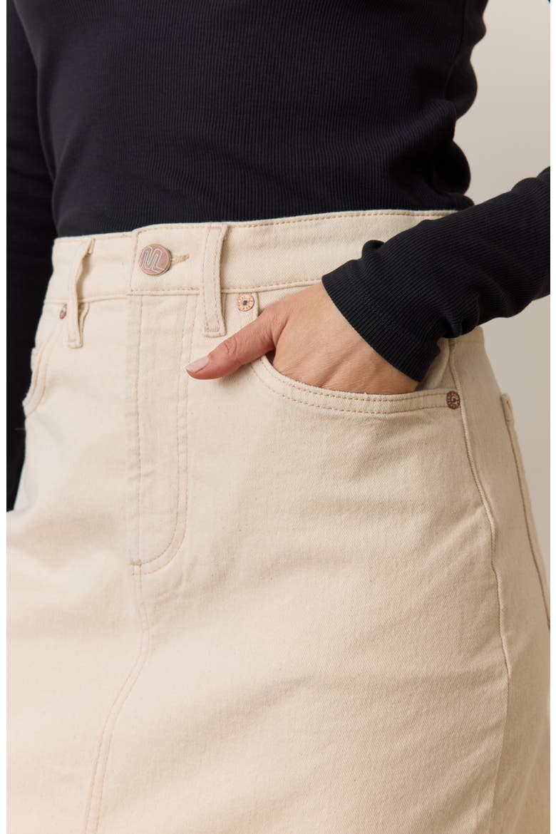 Fawn Denim Midi Skirt, Alternate, color, NATURAL