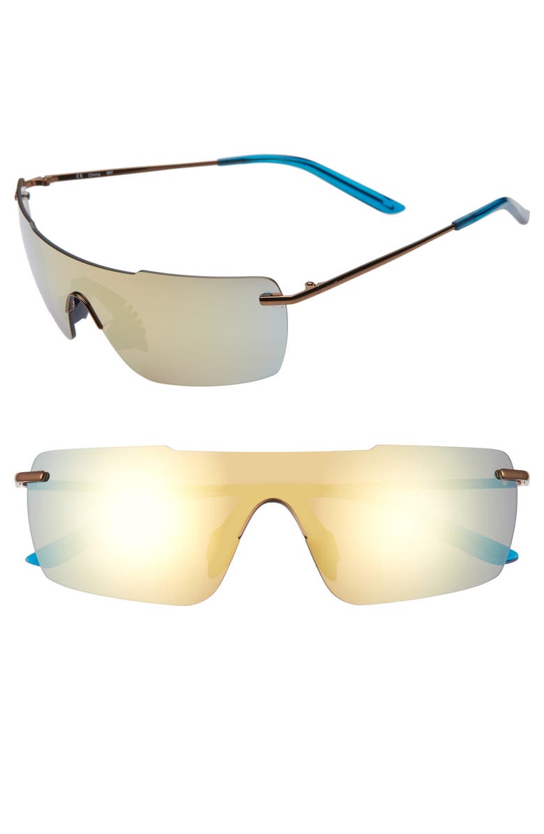 Nike Meridian 57mm Mirrored Flat Top Shield Sunglasses, Main, color,