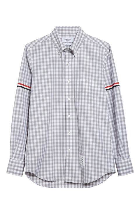 Tシャツ・カットソー THOM BROWNE FW24 'Button down' shirt (MWS239EF0313 480) Thom Browne Striped Cotton Shirt | Saks Fifth Avenue