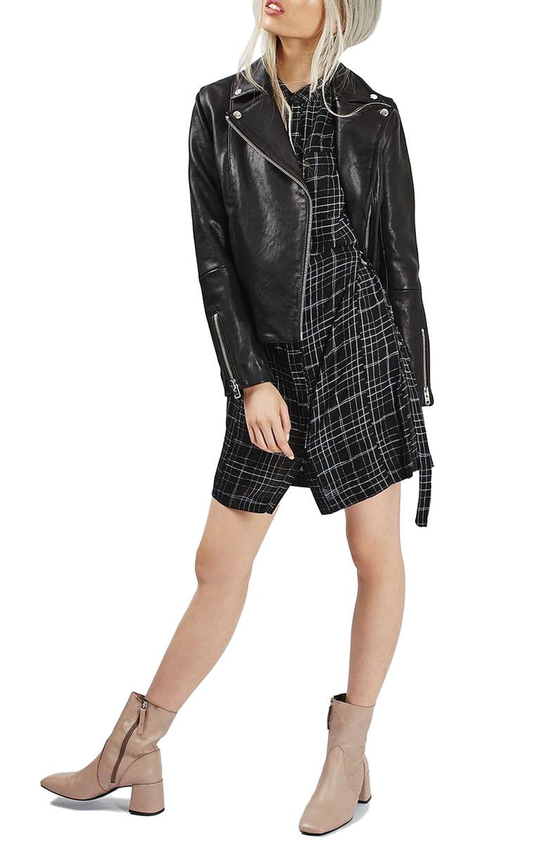 Topshop Grid Check Print Shirtdress, Main, color, 