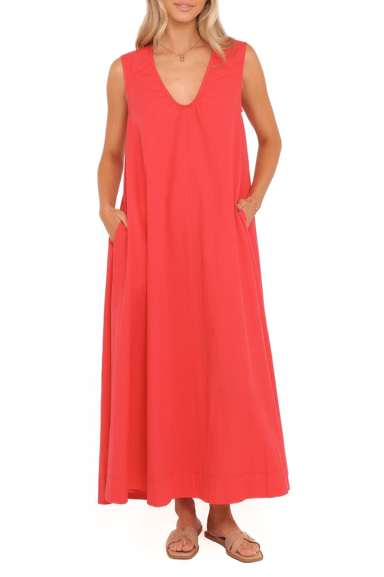 Laurita Cotton Maxi Dress, Main, color, RED