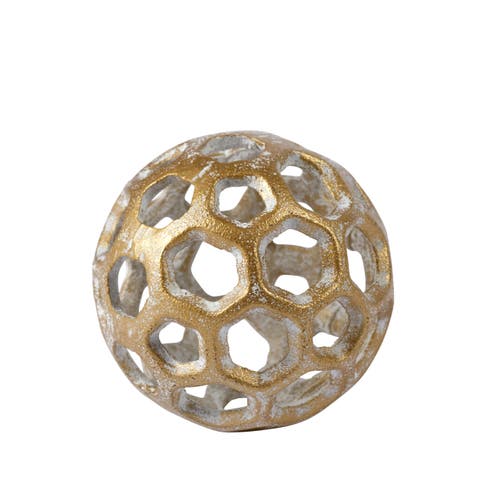 Moyer I Gold Metal Hollow Decorative Orb